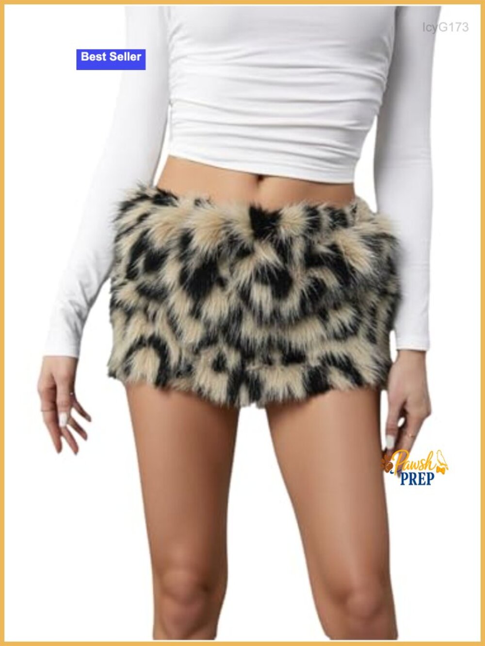 Women's Faux Fur Skirt Y2K Fuzzy Cheetah Print Mini Skirt